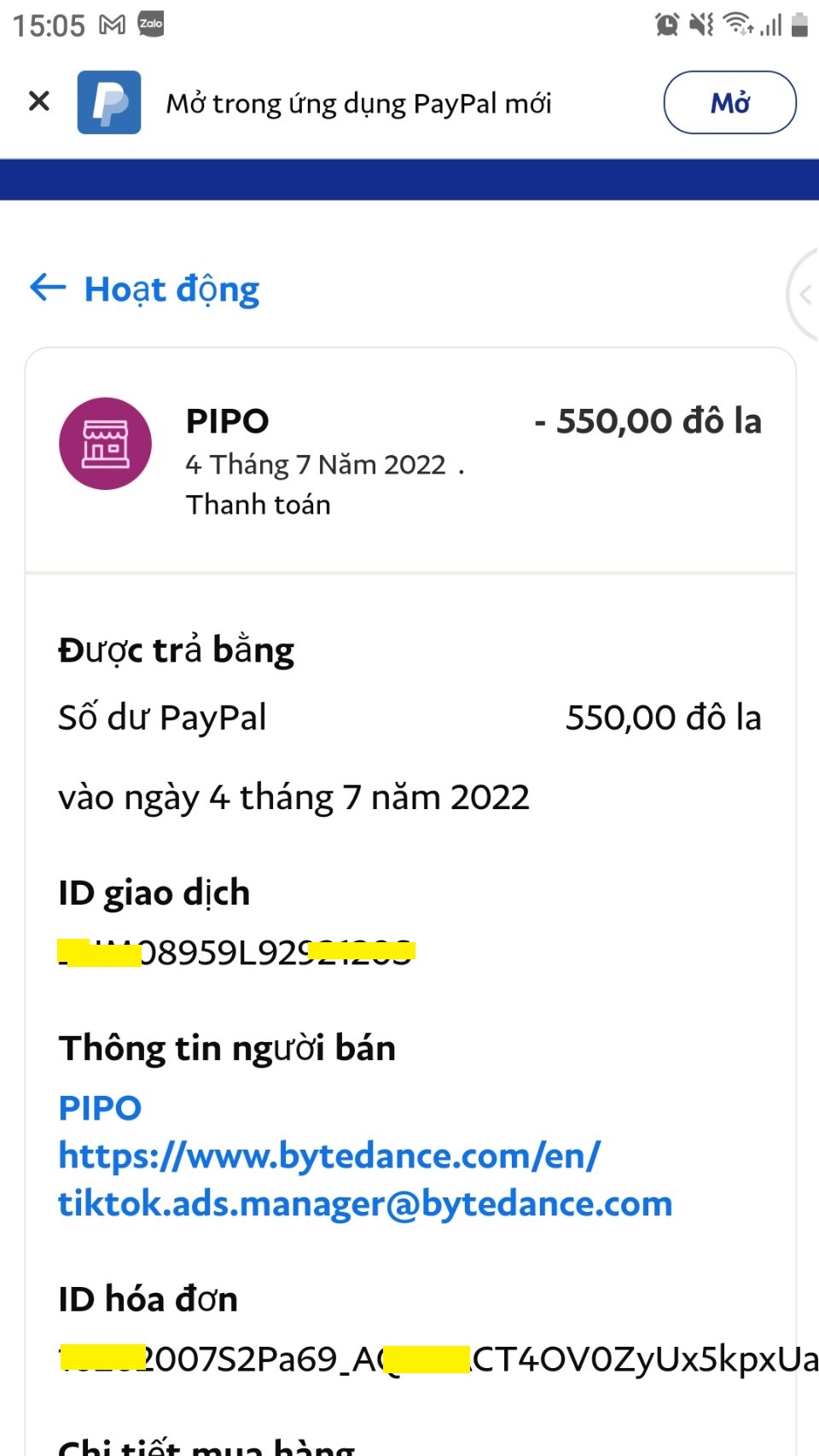 Dịch vụ nạp tiền Tiktok Ads giá rẻ bằng Paypal