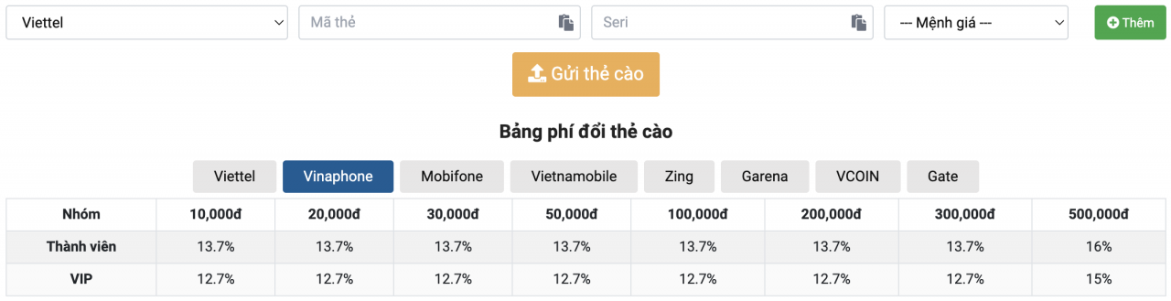 Nạp xu tiktok bằng thẻ cào điện thoại